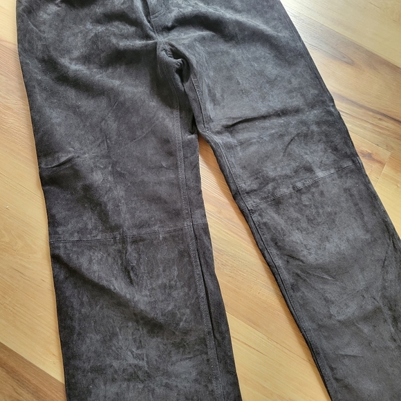 VTG BRANDON THOMAS Black Suade Leather Straight Leg Pants - Picture 8 of 11